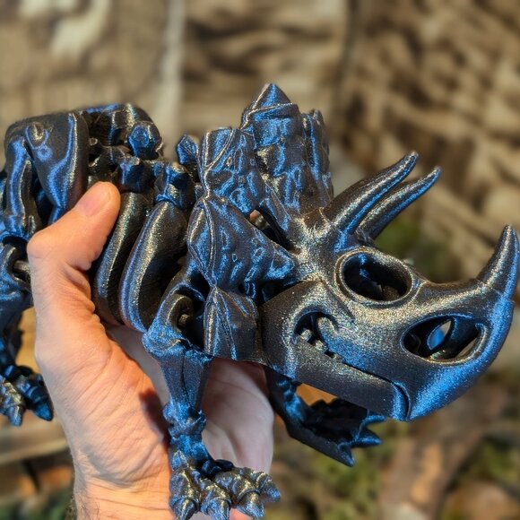 Skeleton Triceratops Flexible Articulated Fidget Toy Dinosaur Dino 3D Printed - Picture 9 of 11